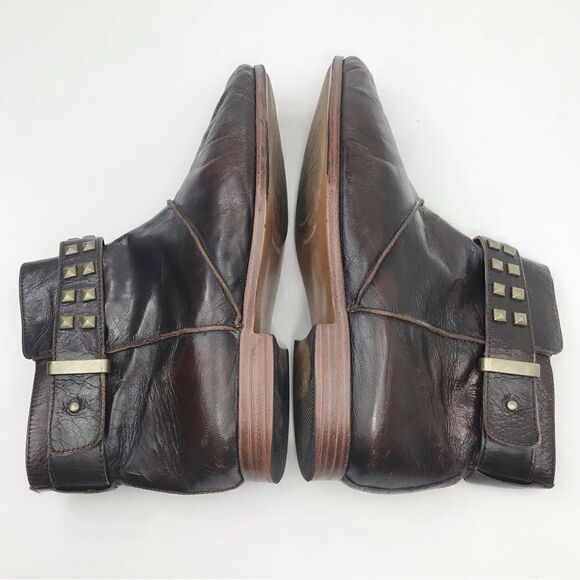 Earthies TREANO Brown Leather Bronze Studded Ankle Boots in Chestnut - Picture 7 of 16